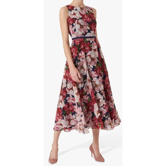 Hobbs London Carly Floral Peony Pink Print Dress Size 6 Cocktail NWT Career - Picture 1 of 16